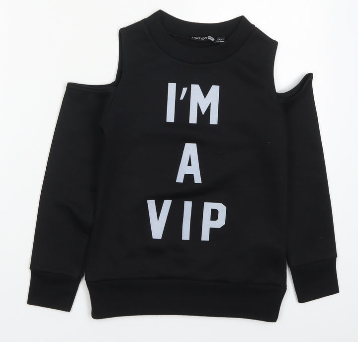 Boohoo Girls Black Polyester Pullover Sweatshirt Size 7-8 Years Pullover - I'm A VIP