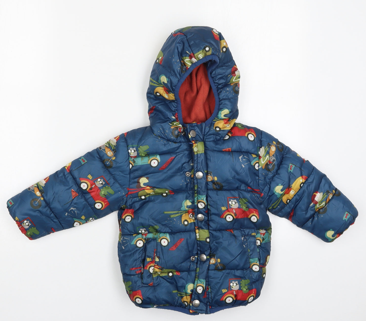 NEXT Boys Blue   Basic Coat Coat Size 18-24 Months   Zip - Cars