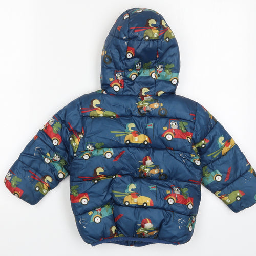 NEXT Boys Blue   Basic Coat Coat Size 18-24 Months   Zip - Cars