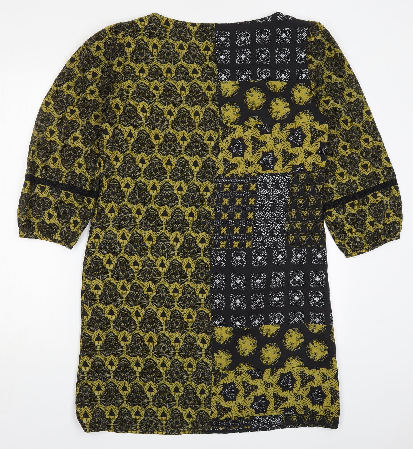 Marks and Spencer Womens Green Geometric Polyester A-Line  Size 12  Round Neck Pullover