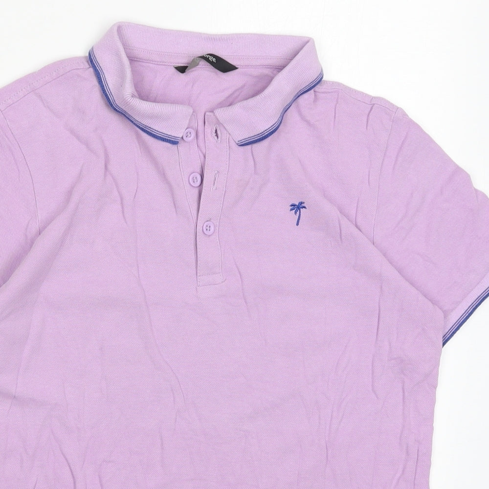 George Boys Purple  Cotton Basic Polo Size 13-14 Years Collared Pullover