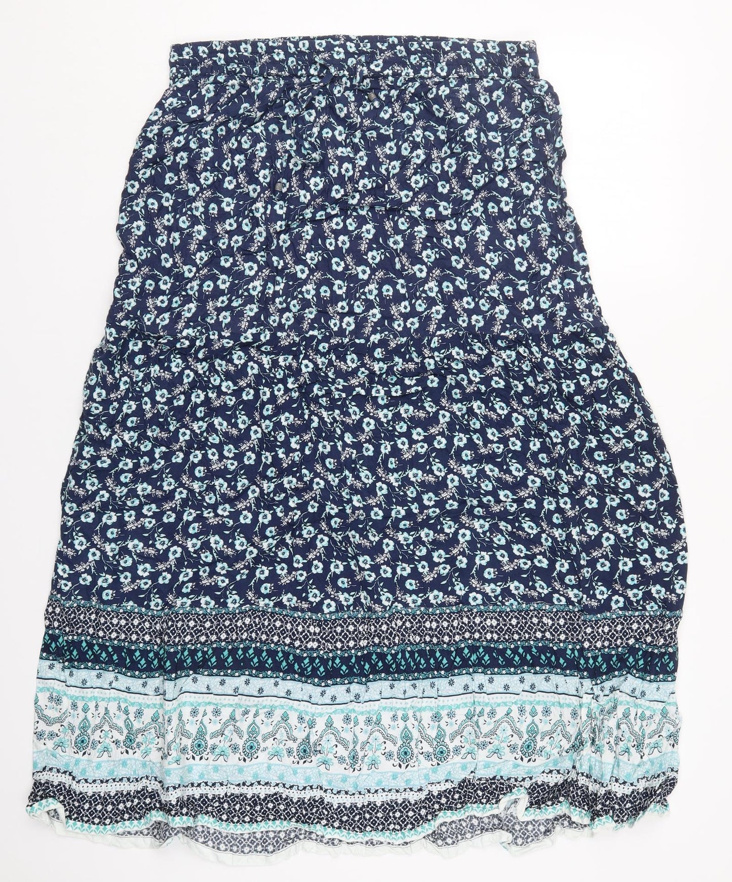 M&Co Womens Blue Floral Viscose Maxi Skirt Size 16   Drawstring