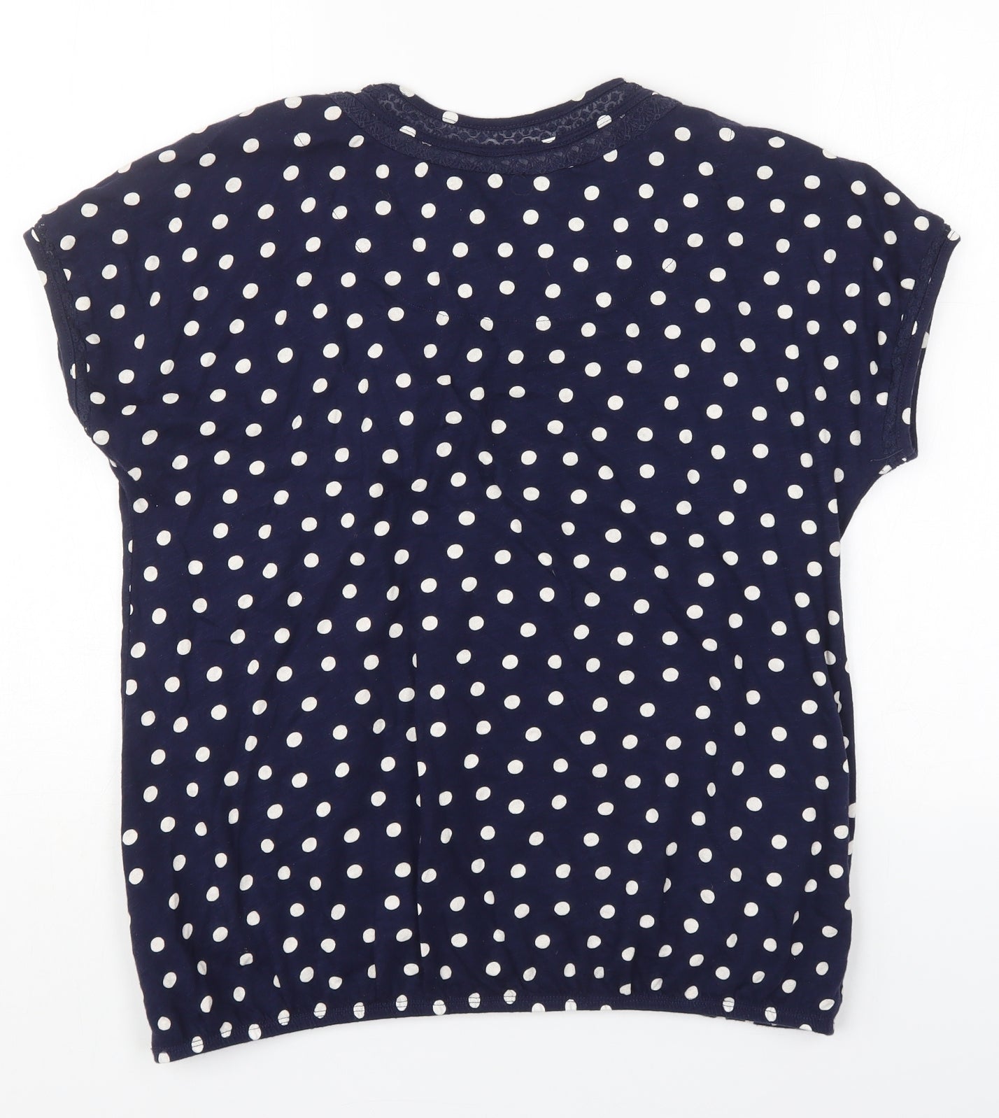 NEXT Womens Blue Polka Dot Cotton Basic T-Shirt Size 16 Round Neck