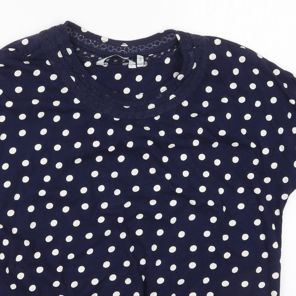 NEXT Womens Blue Polka Dot Cotton Basic T-Shirt Size 16 Round Neck