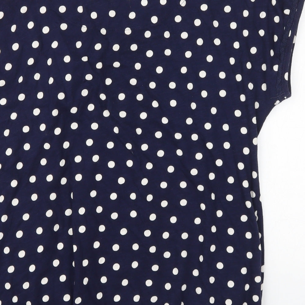 NEXT Womens Blue Polka Dot Cotton Basic T-Shirt Size 16 Round Neck