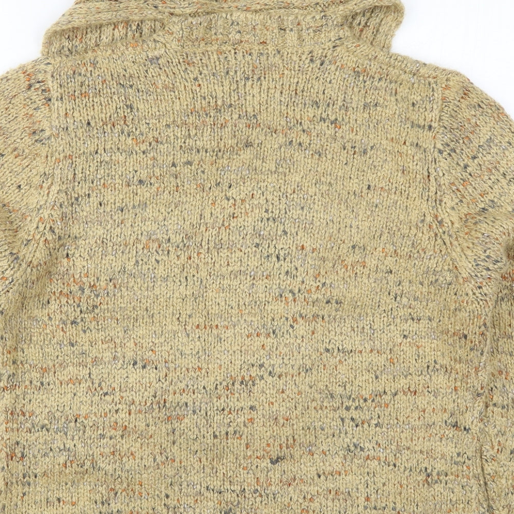 Frank Saul Womens Beige Collared  Acrylic Pullover Jumper Size L