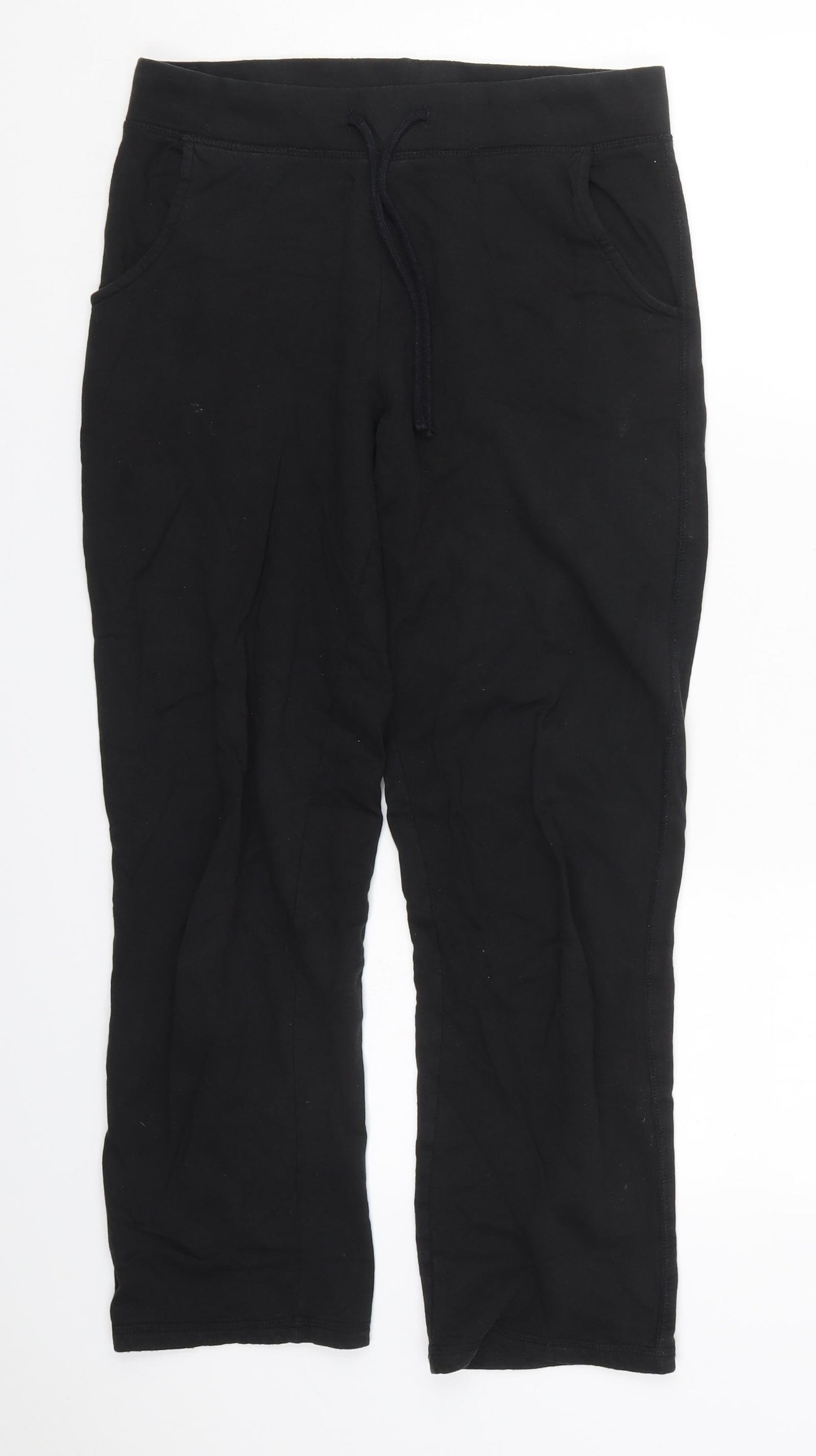 Papaya Womens Black  Cotton Sweatpants Trousers Size S L26 in Regular Drawstring