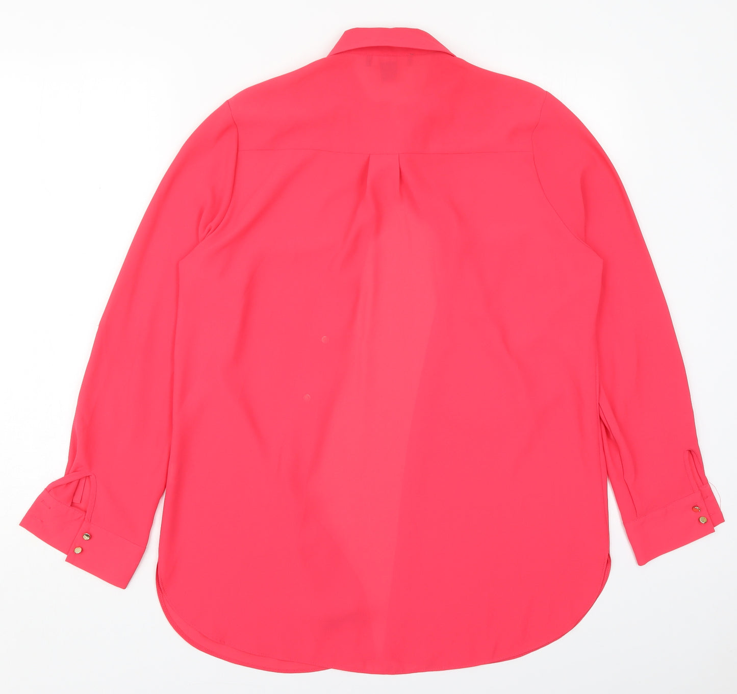 Primark Womens Pink  Polyester Basic Button-Up Size 12 Collared