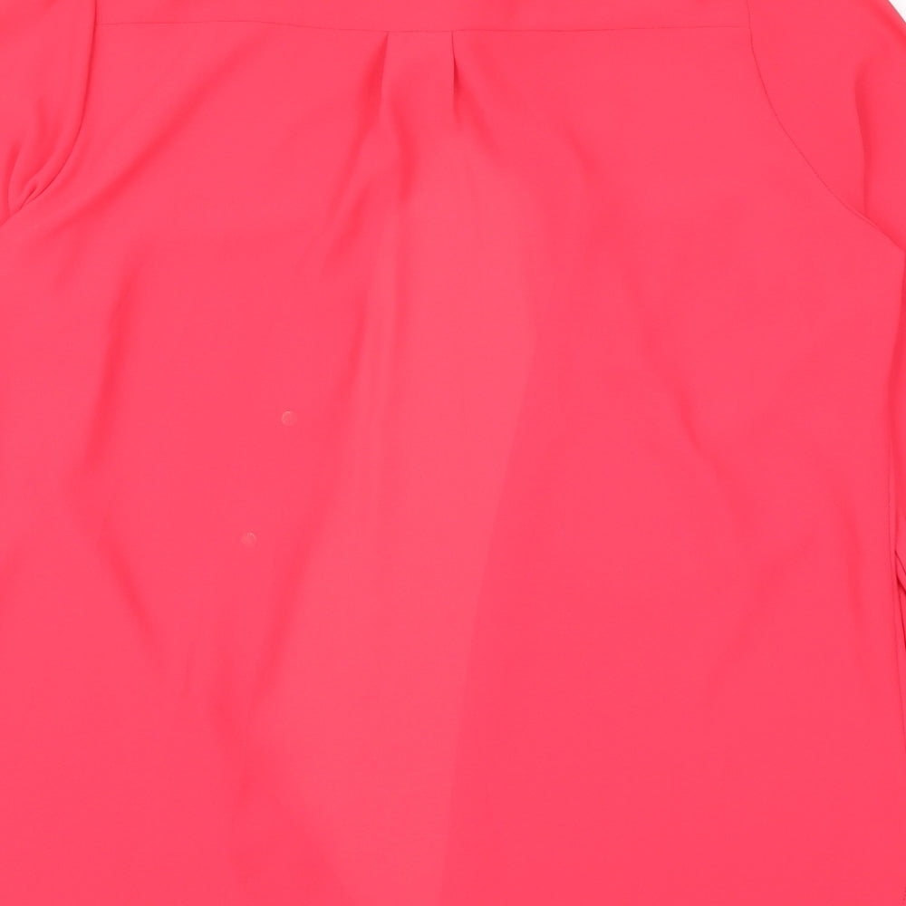 Primark Womens Pink  Polyester Basic Button-Up Size 12 Collared