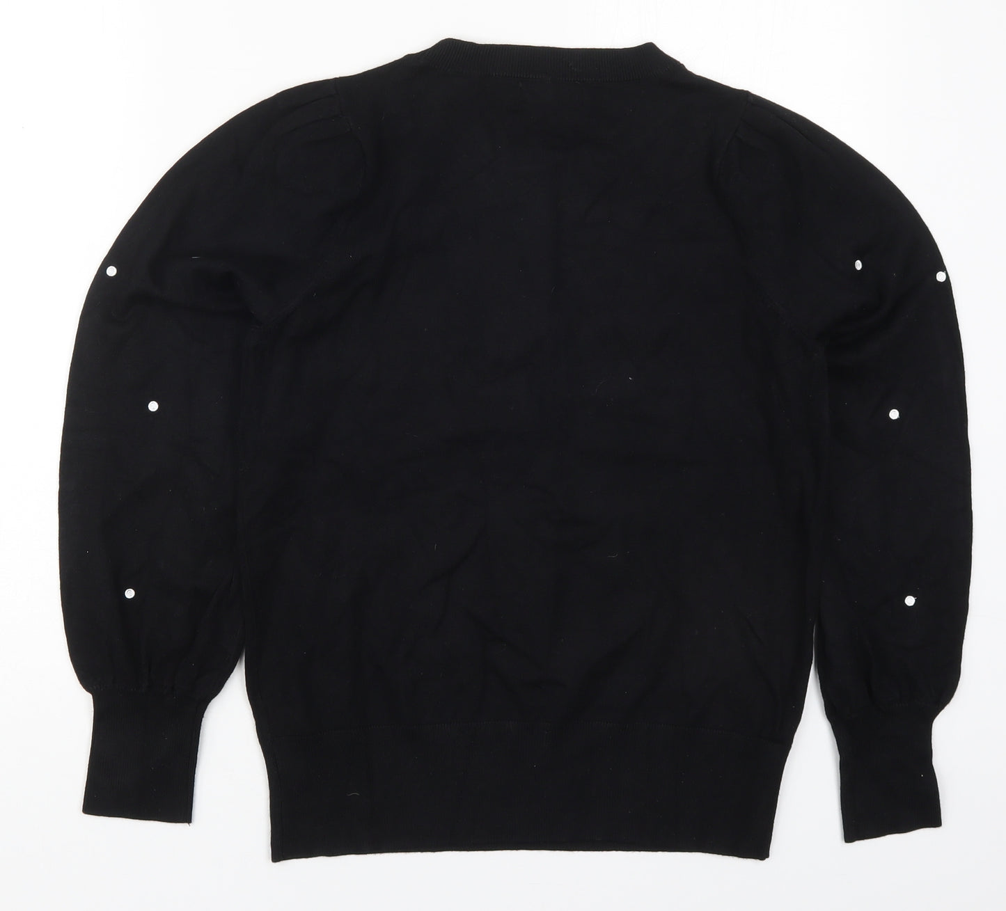 F&F Womens Black Round Neck Polka Dot Viscose Pullover Jumper Size 12