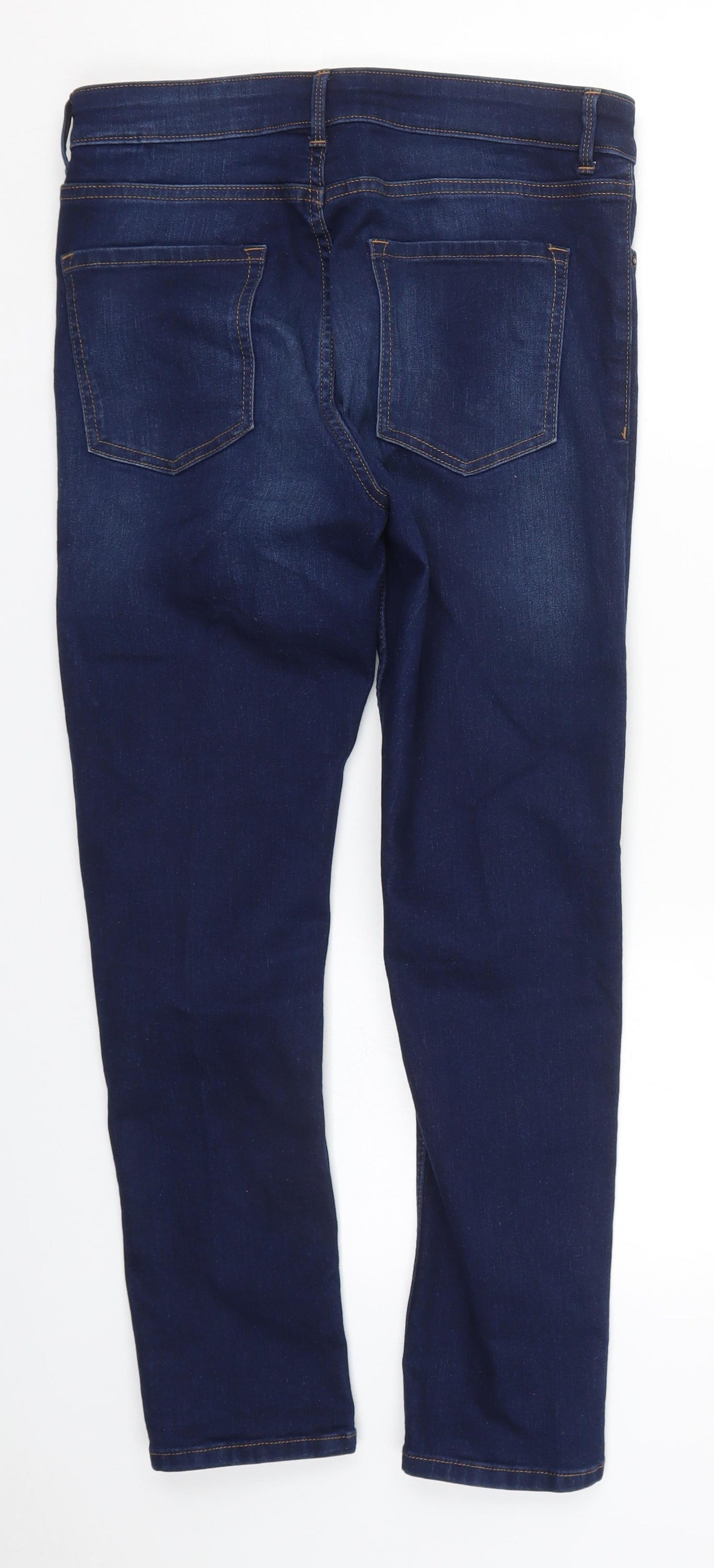 Marks and Spencer Womens Blue  Cotton Skinny Jeans Size 12 L26 in Slim Button