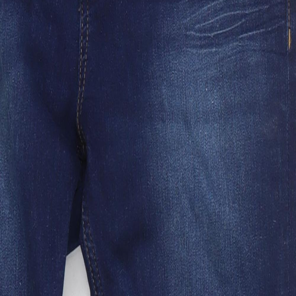 Marks and Spencer Womens Blue  Cotton Skinny Jeans Size 12 L26 in Slim Button