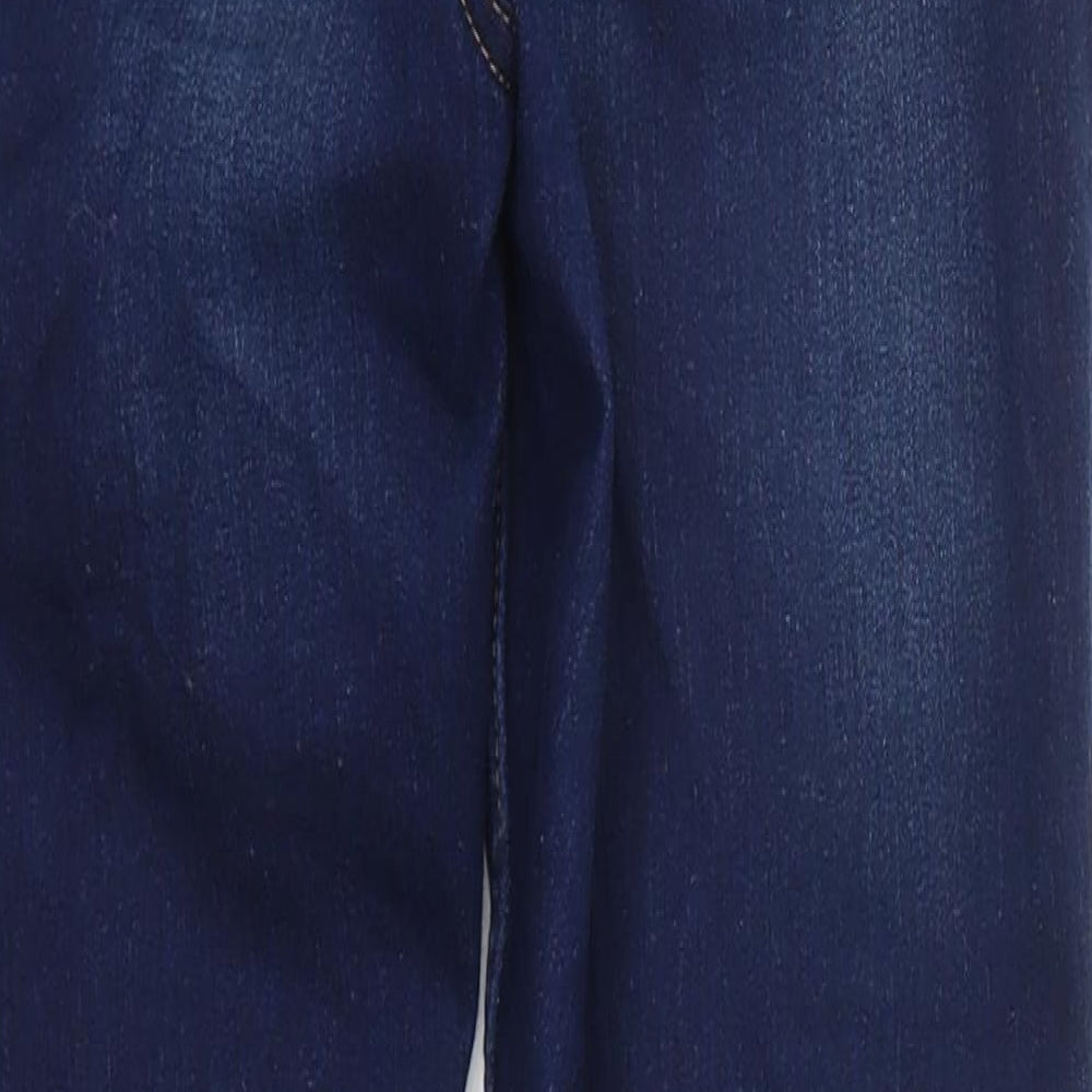 Marks and Spencer Womens Blue  Cotton Skinny Jeans Size 12 L26 in Slim Button
