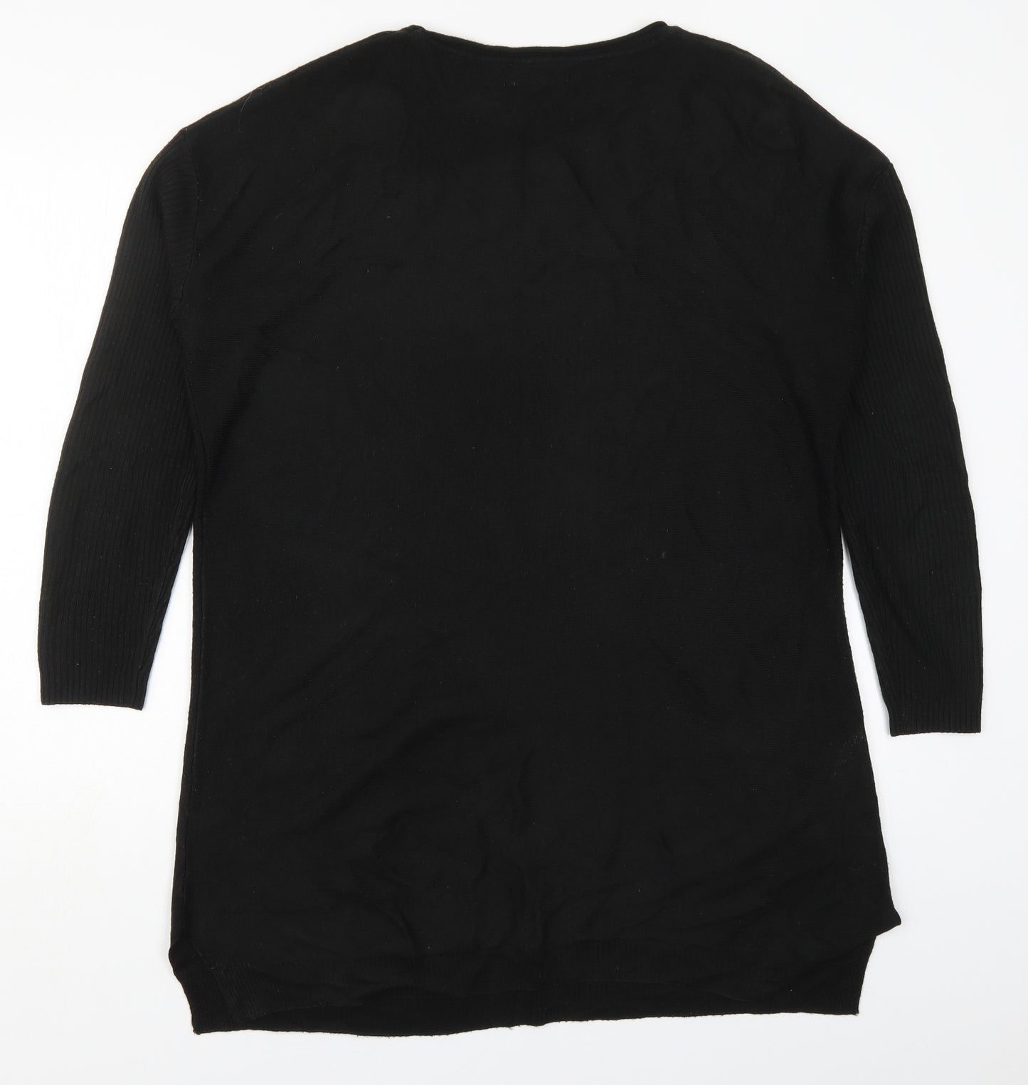 Papaya Womens Black Round Neck  Acrylic Pullover Jumper Size 10