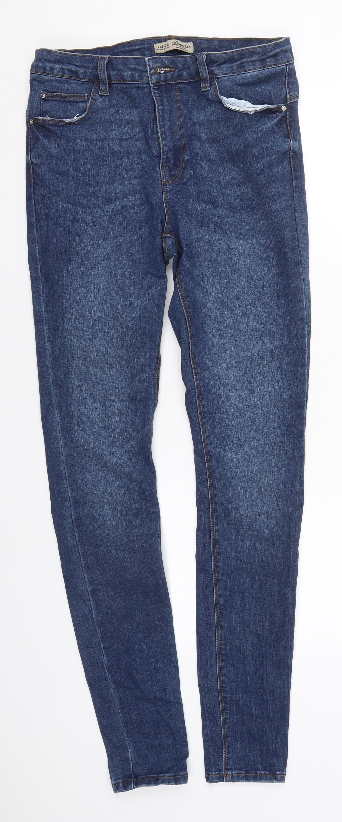 Denim Co Womens Blue  Cotton Skinny Jeans Size 14 L31 in Regular Button