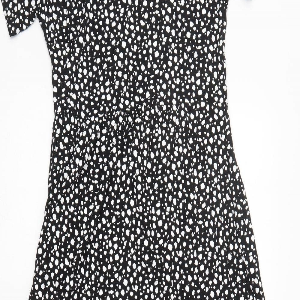 Long Tall Sally Womens Black Geometric Viscose Maxi  Size 16  Round Neck Pullover