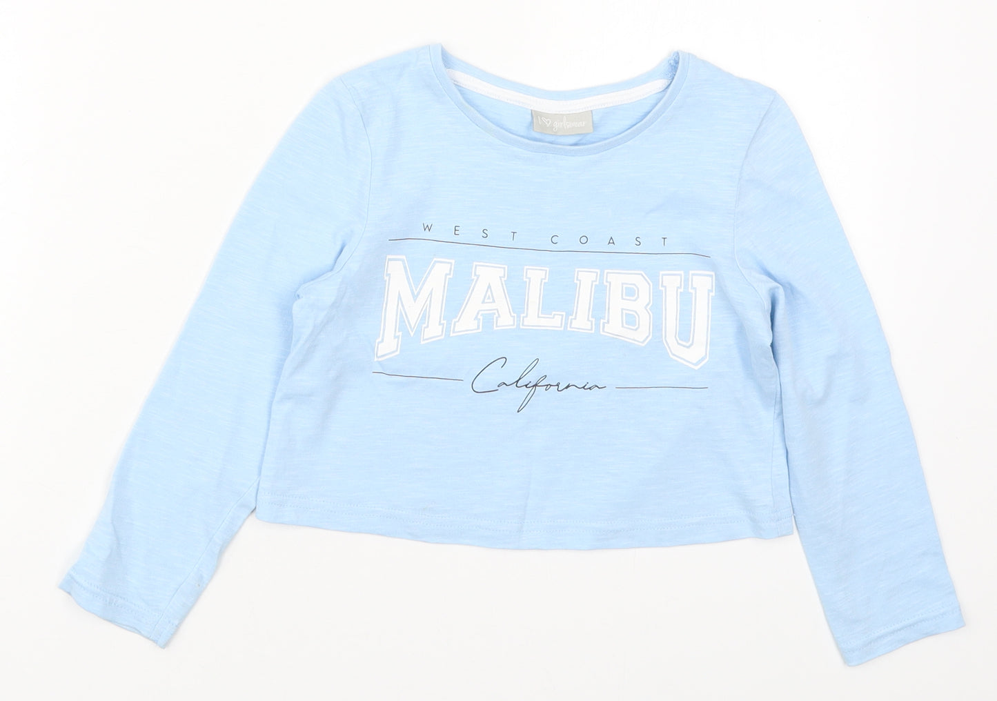 Matalan Girls Blue  Cotton Basic T-Shirt Size 6 Years Crew Neck Pullover - Malibu