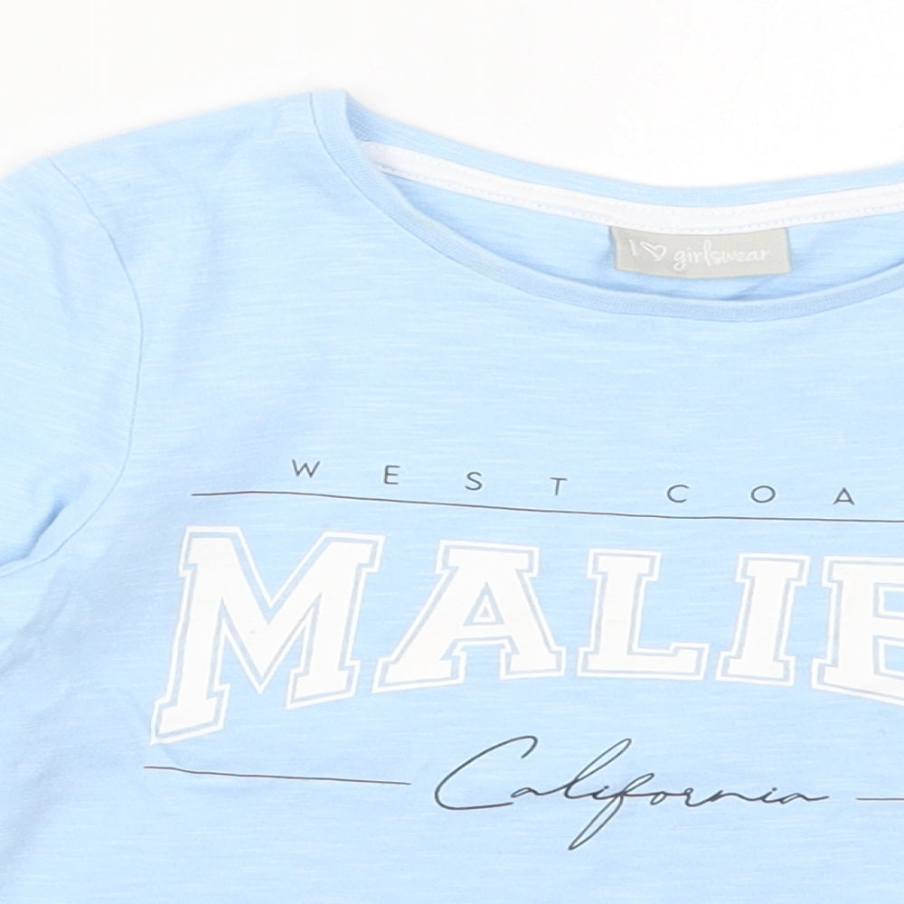 Matalan Girls Blue  Cotton Basic T-Shirt Size 6 Years Crew Neck Pullover - Malibu