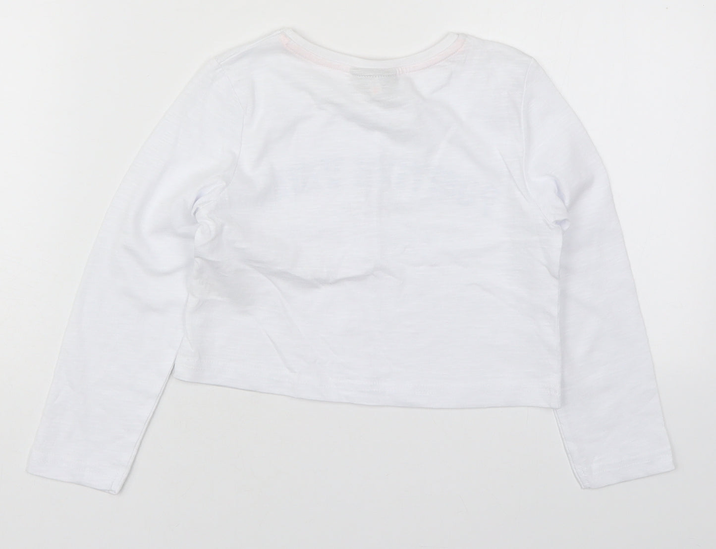Matalan Girls White  Cotton Basic T-Shirt Size 6 Years Crew Neck Pullover - Positive Vibes Only
