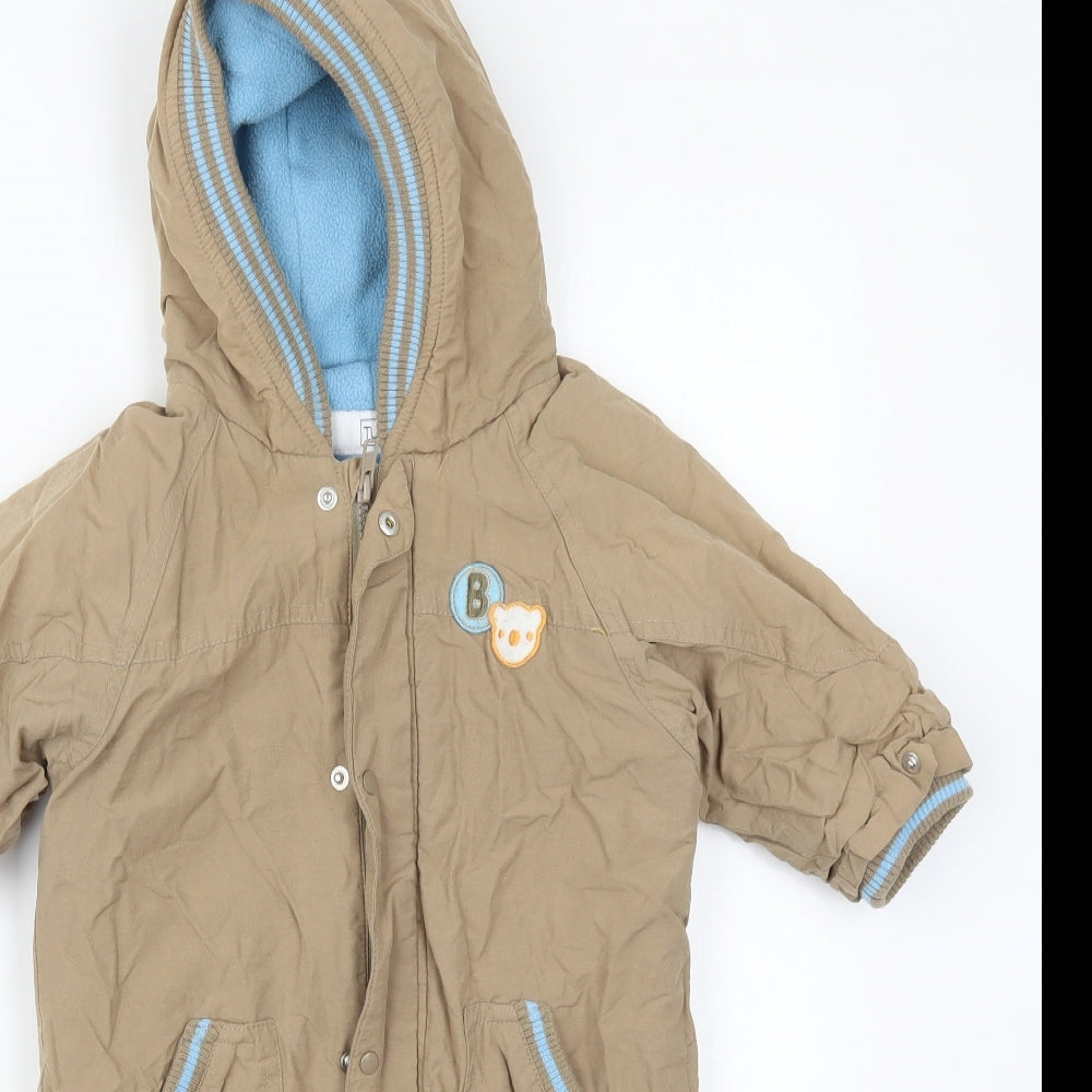 TU Boys Beige   Basic Coat Coat Size 12-18 Months   Zip