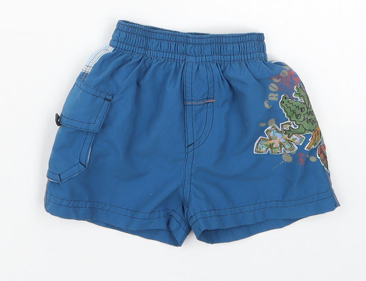 NEXT Boys Blue Polyester Cropped Trousers Size 3-6 Months - Crocodile Swim Shorts