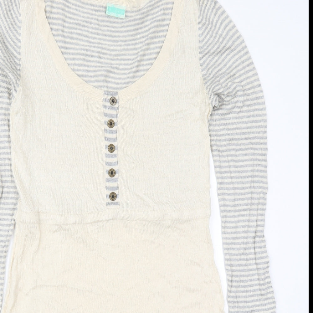 Animal Womens Beige Striped Viscose Jumper Dress  Size 16  Round Neck Pullover