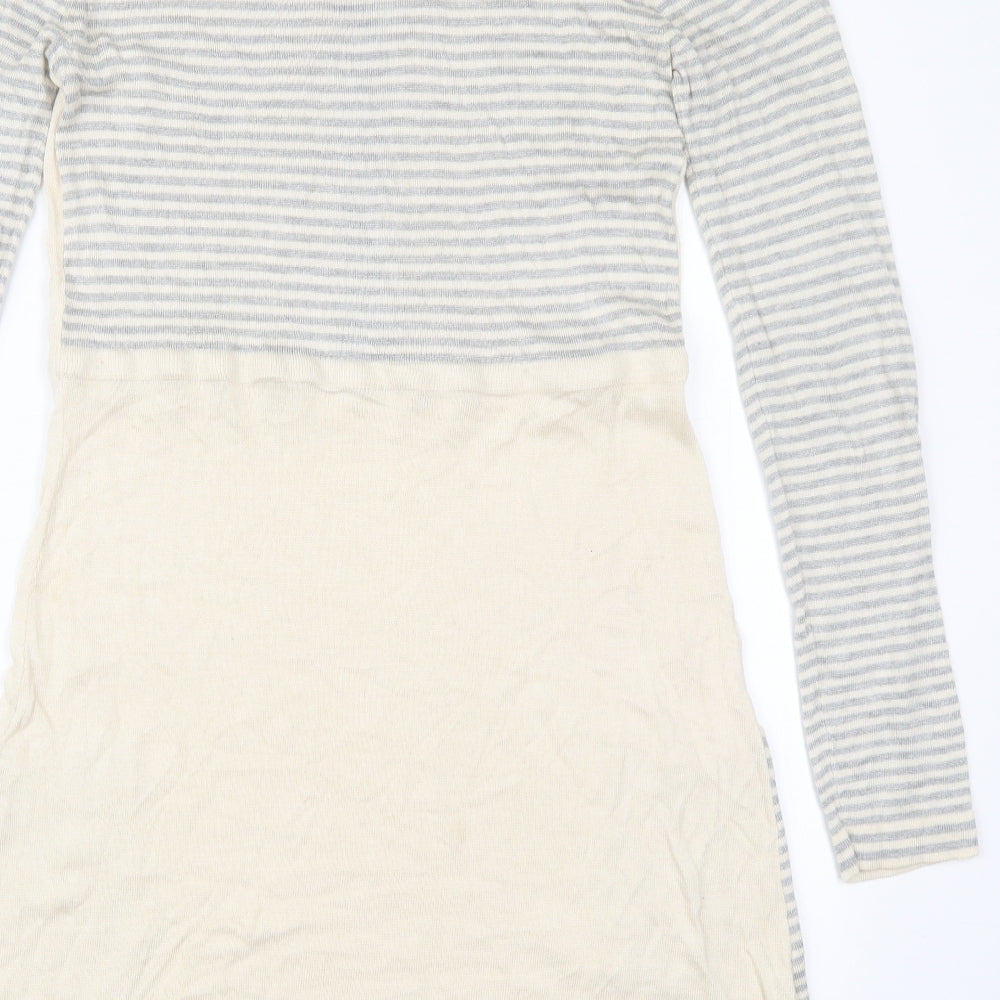 Animal Womens Beige Striped Viscose Jumper Dress  Size 16  Round Neck Pullover
