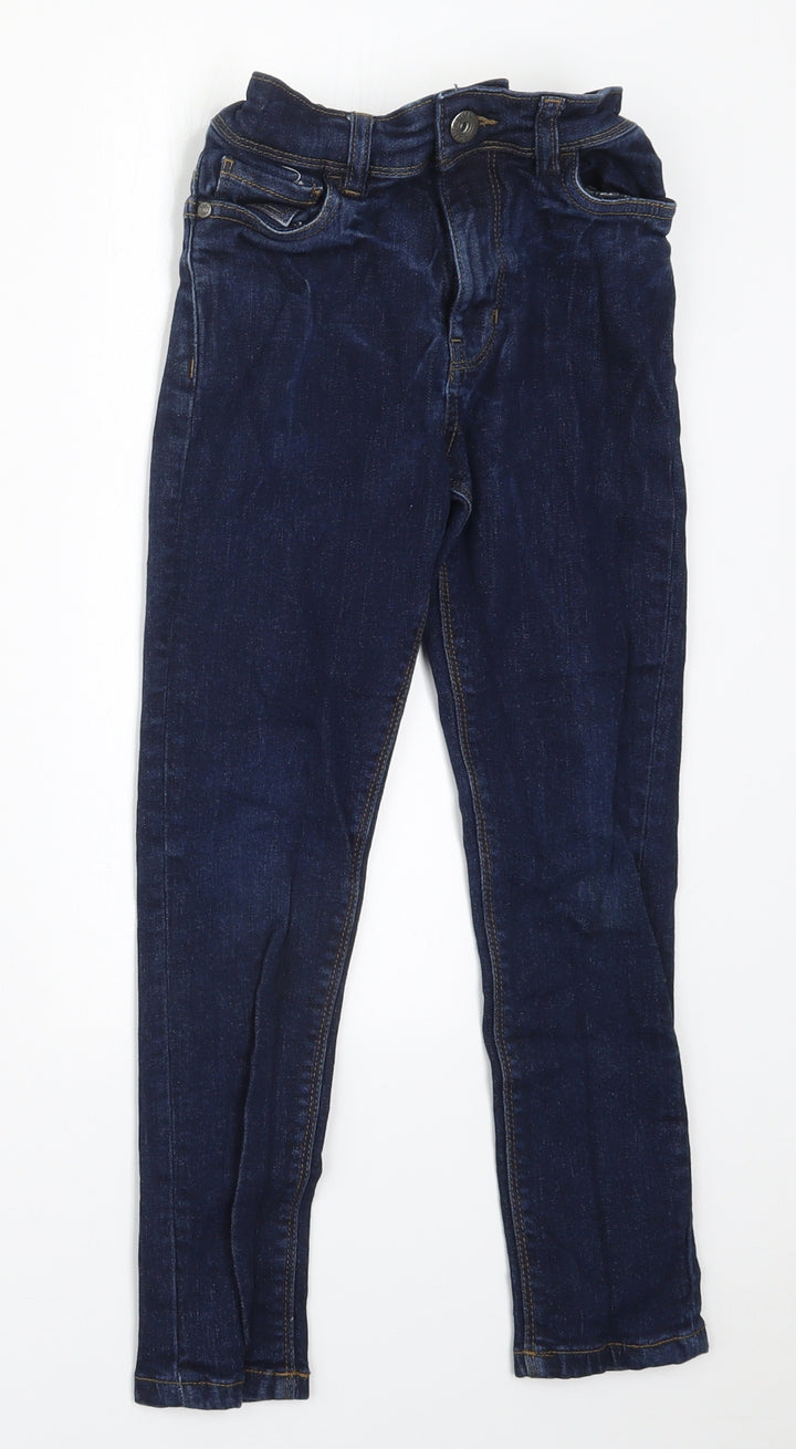 Matalan Boys Blue Cotton Skinny Jeans Size 9 Months Regular Button