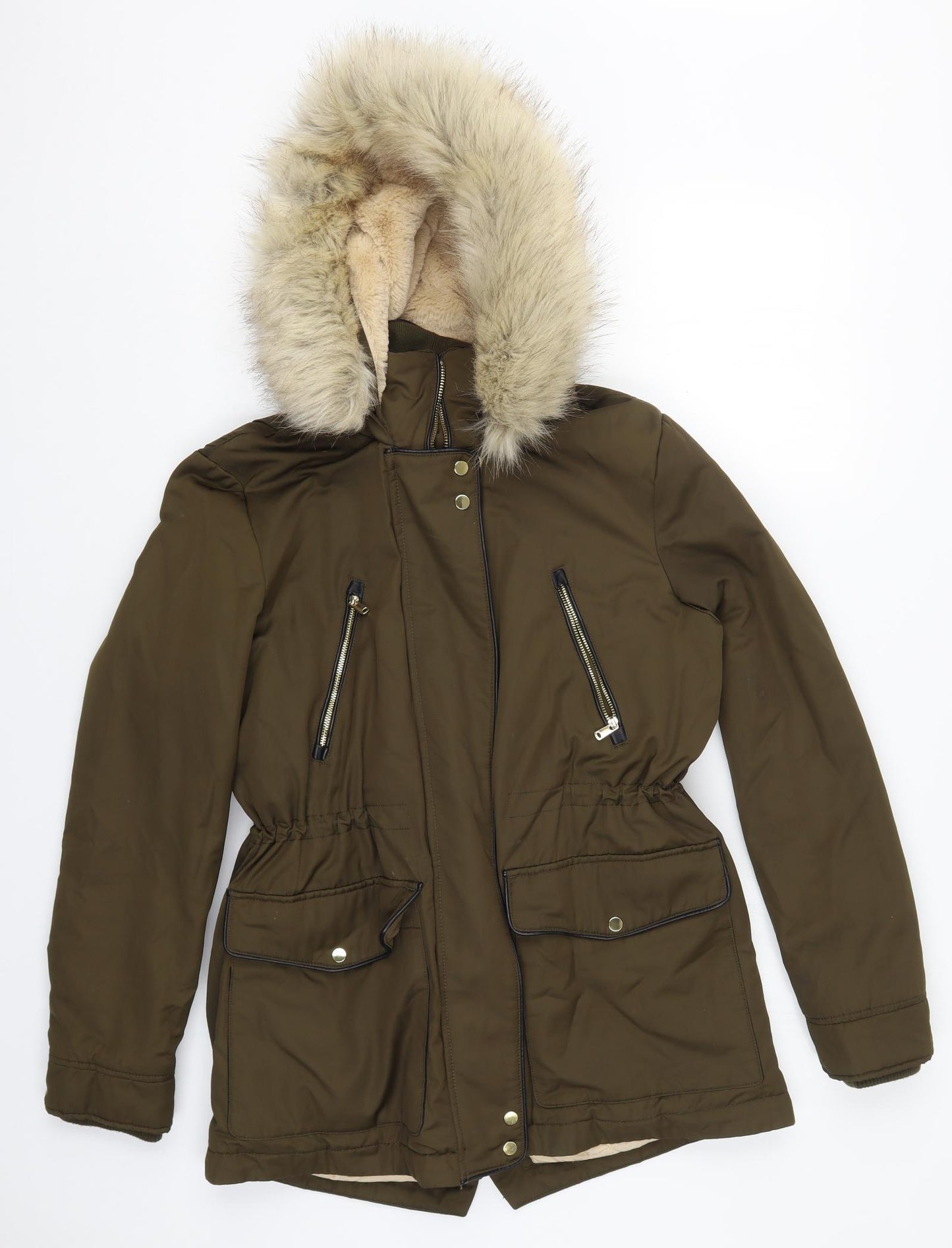 Zara Womens Green   Parka Coat Size M  Zip