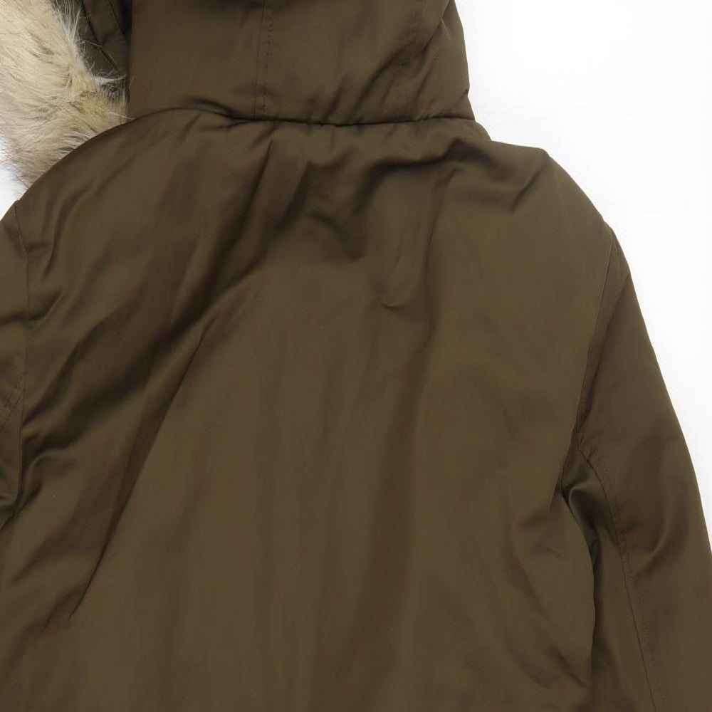 Zara Womens Green   Parka Coat Size M  Zip