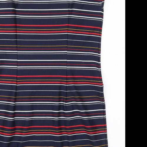 TU Womens Multicoloured Striped Polyester Mini  Size 20  V-Neck Zip