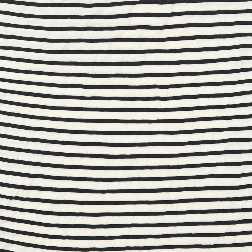 H&M Womens Ivory Striped Viscose Basic T-Shirt Size S Round Neck