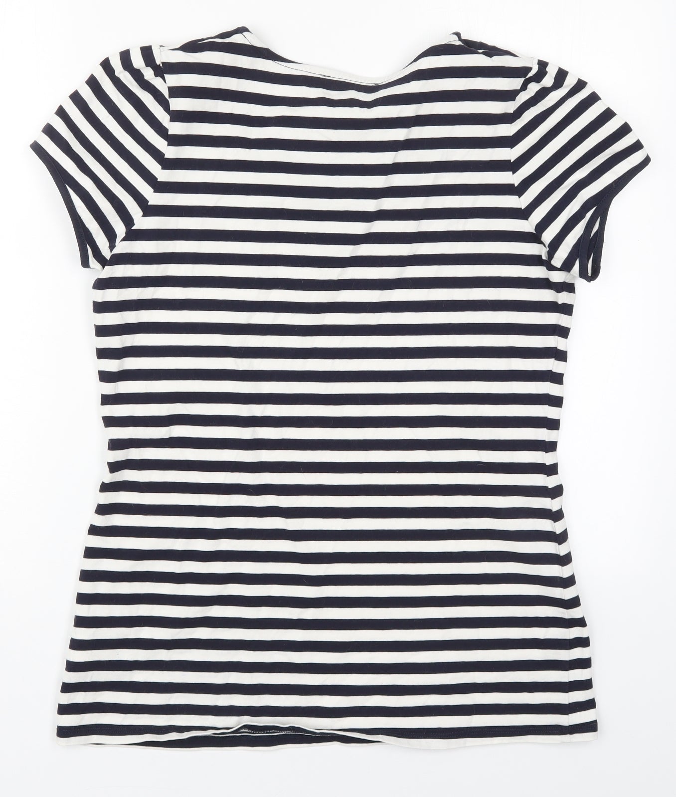 NEXT Womens Blue Striped Cotton Basic T-Shirt Size 16 Round Neck