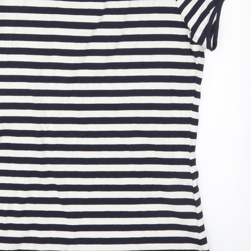 NEXT Womens Blue Striped Cotton Basic T-Shirt Size 16 Round Neck