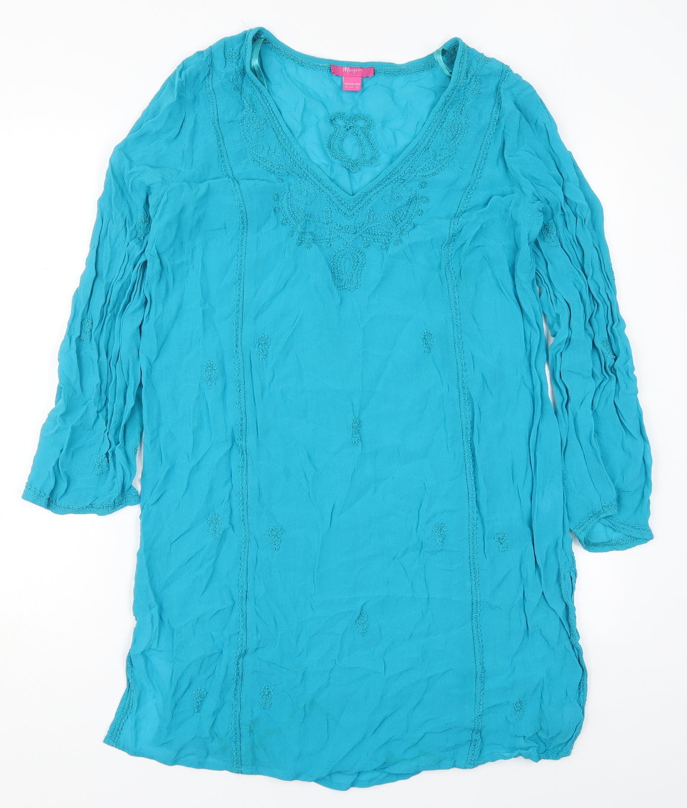 Monsoon Womens Blue  Viscose Basic Blouse Size 16 V-Neck