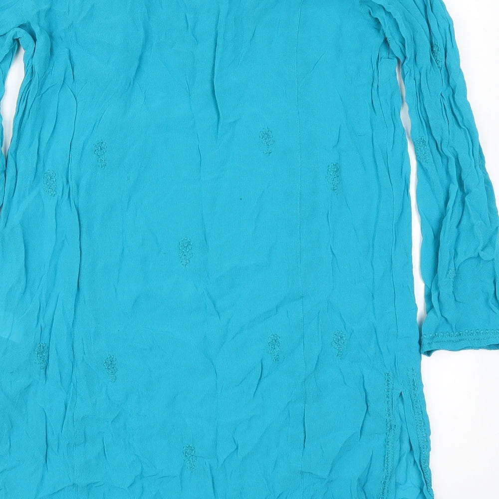 Monsoon Womens Blue  Viscose Basic Blouse Size 16 V-Neck