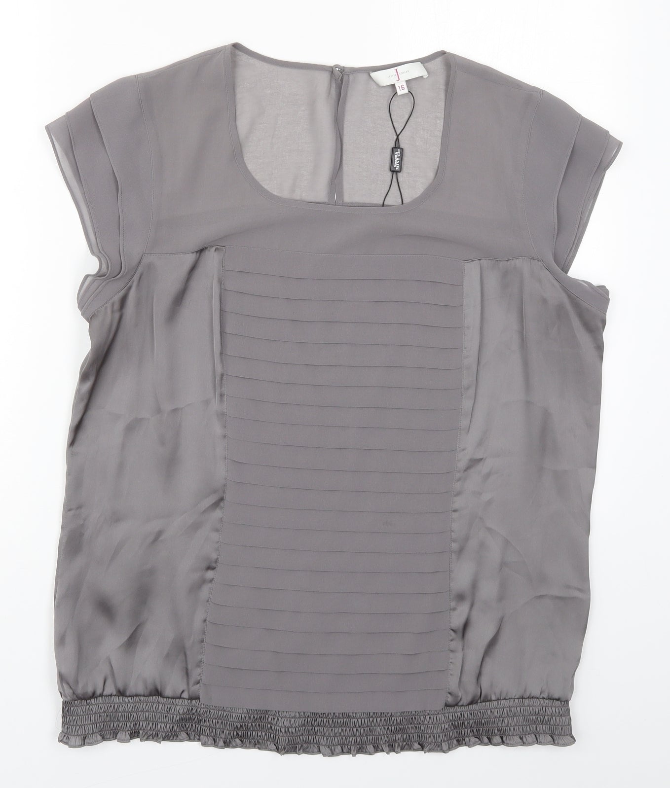 Jasper Conran Womens Grey  Polyester Basic Blouse Size 16 Round Neck