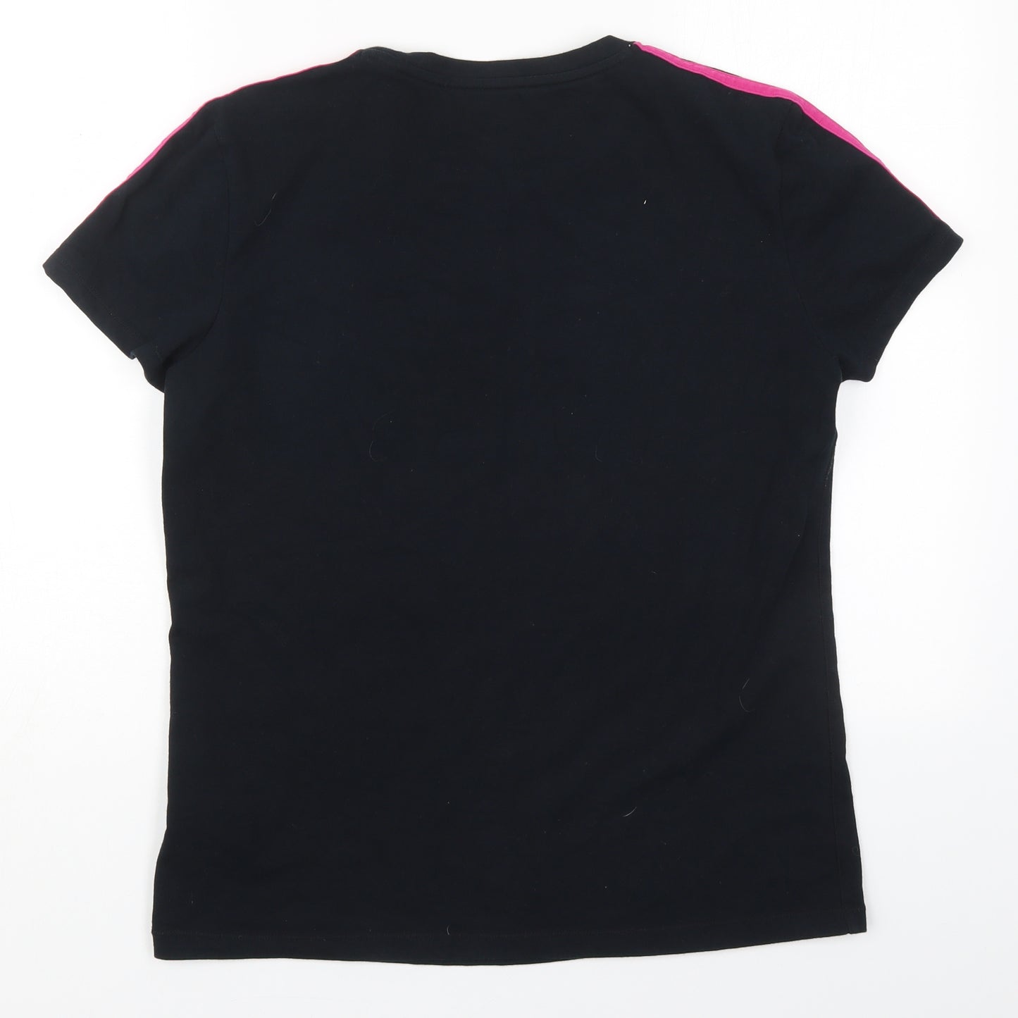 adidas Womens Black  Cotton Basic T-Shirt Size 16 Crew Neck - Pink