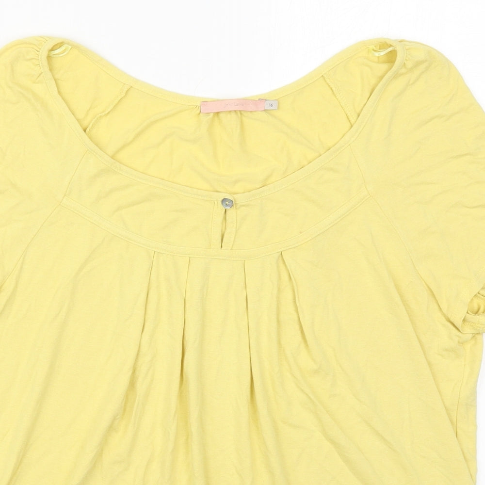 John Lewis Womens Yellow  Viscose Basic T-Shirt Size 16 Round Neck
