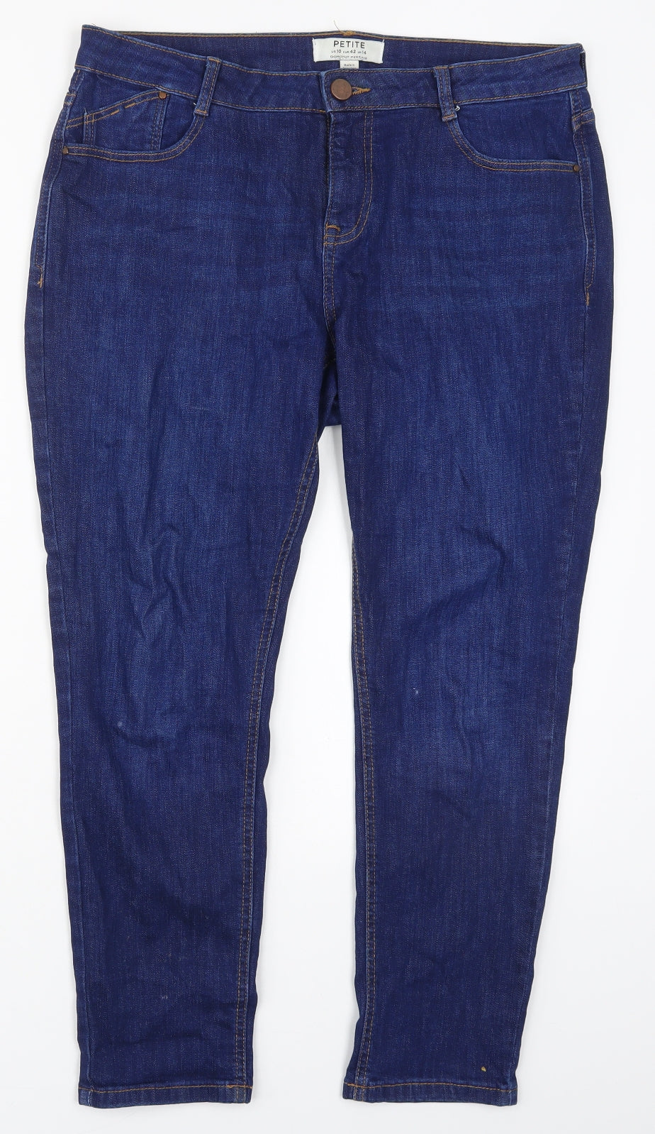 Dorothy Perkins Womens Blue  Cotton Skinny Jeans Size 14 L26 in Regular Button