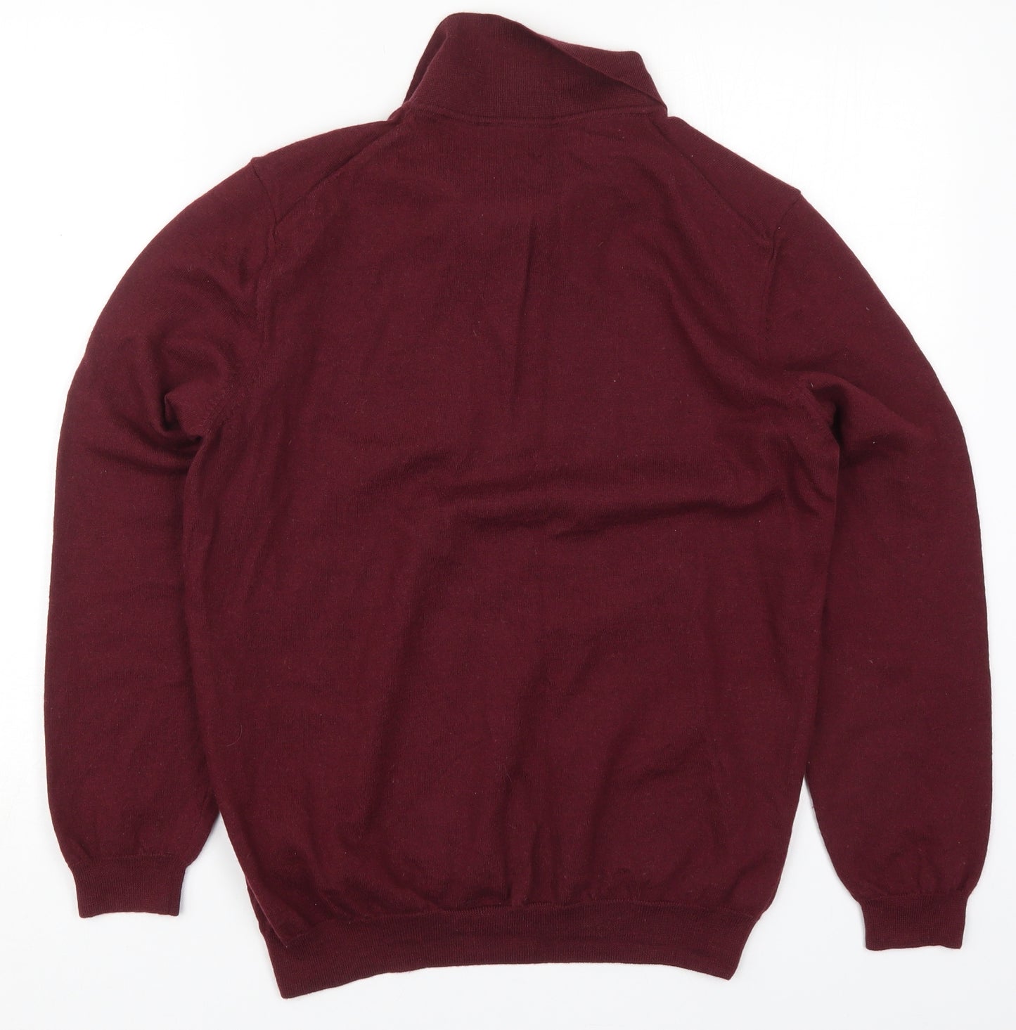 H&M Mens Red Collared  Wool Pullover Jumper Size L