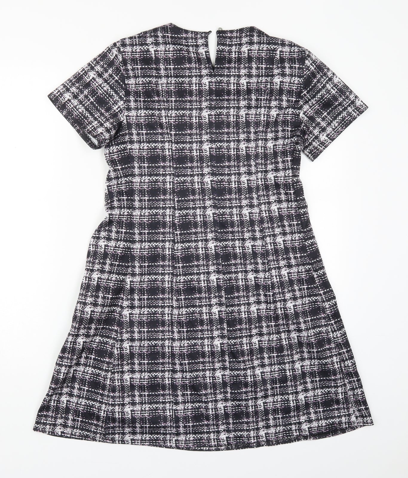 Dorothy Perkins Womens Purple Check Polyester A-Line  Size 10  Round Neck Button