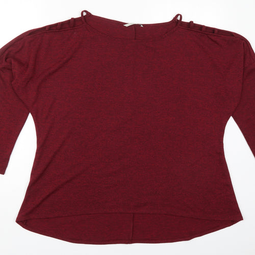 George Womens Red  Polyester Basic T-Shirt Size 14 Round Neck