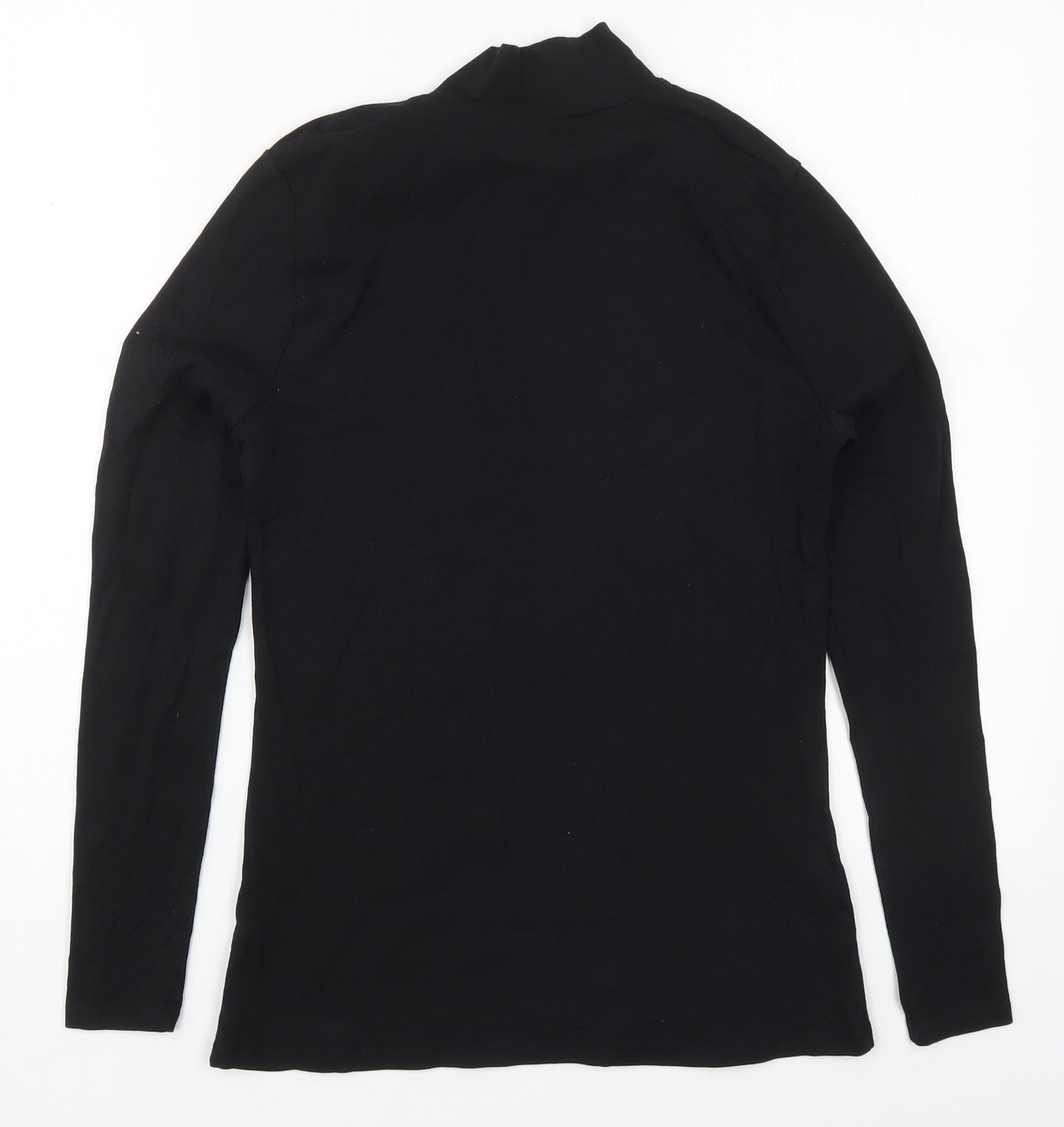 Marks and Spencer Womens Black  Cotton Basic T-Shirt Size 10 Round Neck