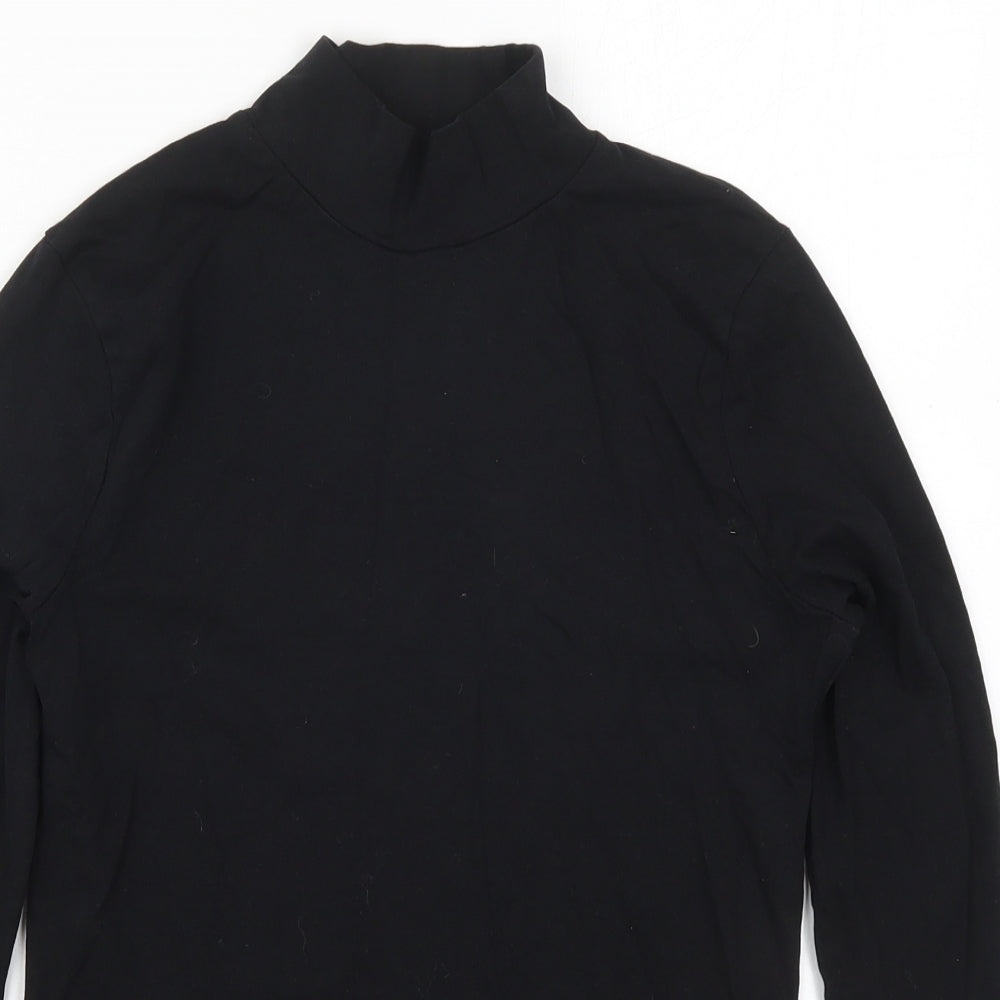 Marks and Spencer Womens Black  Cotton Basic T-Shirt Size 10 Round Neck