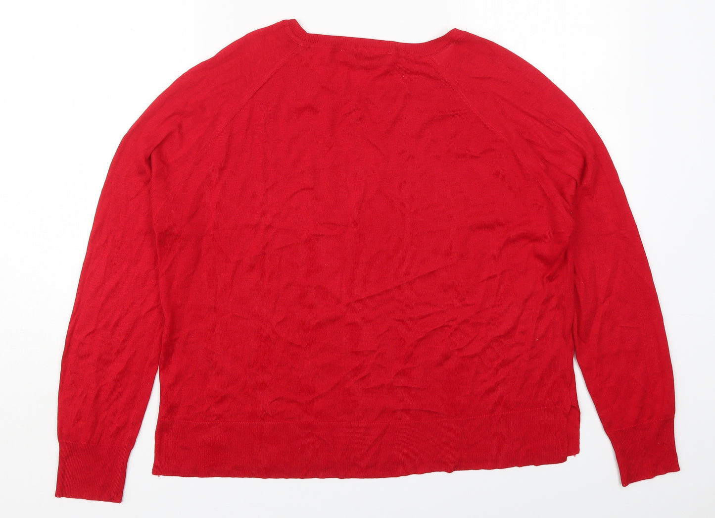 Zara Womens Red Round Neck  Viscose Pullover Jumper Size M