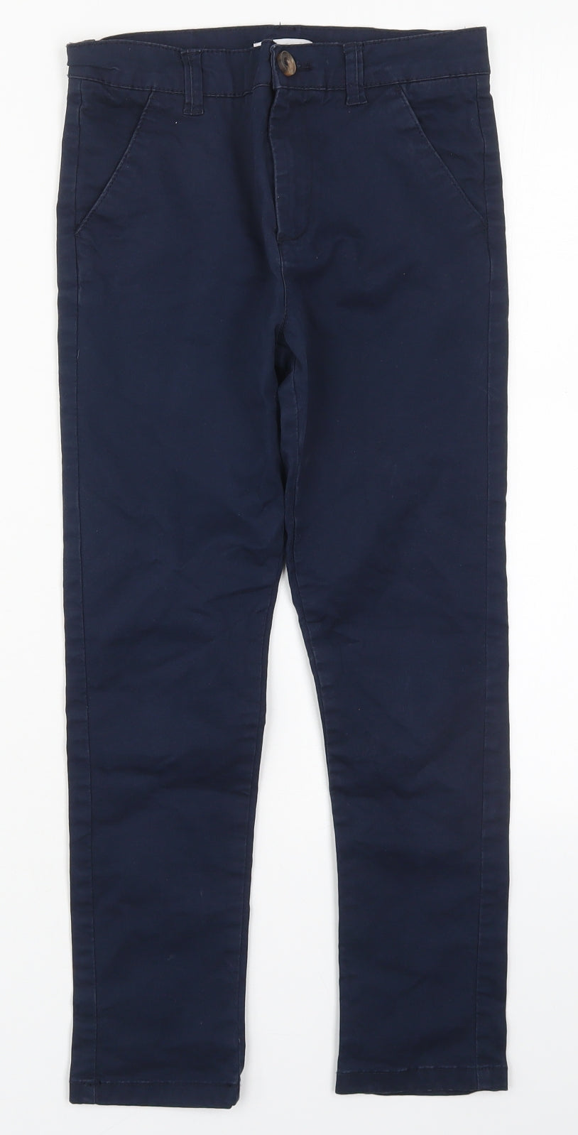 Blue Zoo Boys Blue  Cotton Chino Trousers Size 9 Months  Regular Button