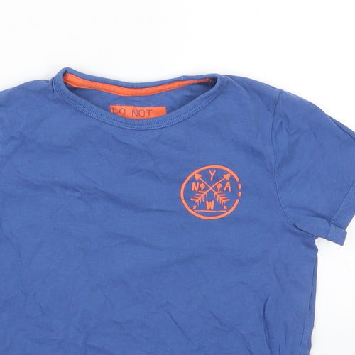 Marks and Spencer Boys Blue  Cotton Basic T-Shirt Size 7-8 Years Crew Neck Pullover