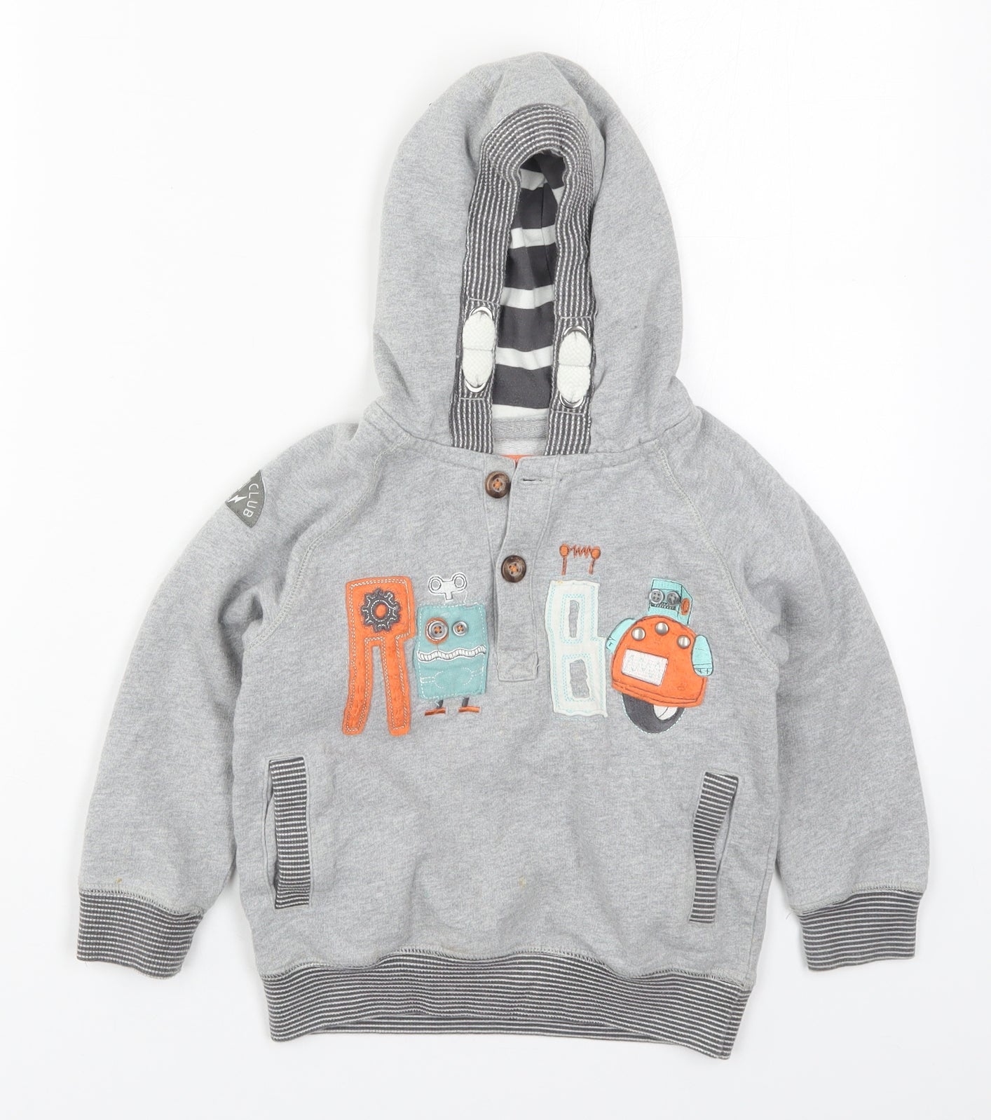 TU Boys Grey  Cotton Pullover Hoodie Size 3-4 Years  Pullover - Robit