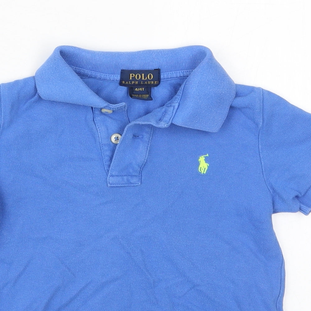 Ralph Lauren Boys Blue  Cotton Basic Polo Size 4 Years Collared Pullover